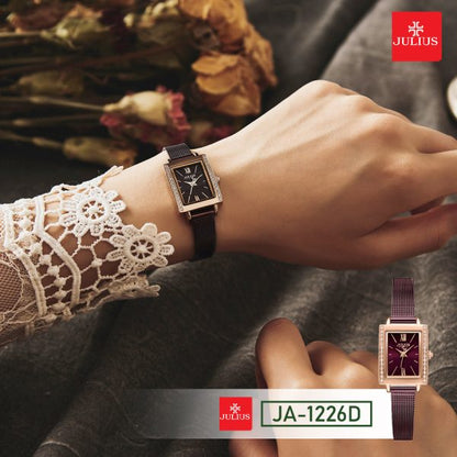 Julius JA-1226D 韩国女士时尚手表（棕色）